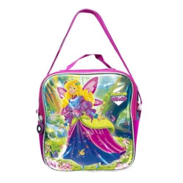 Imagem de Lancheira Princess, Rosa, Poliéster, 22x22x8 cm, Tema Princesa