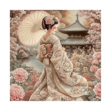 Imagem de Japanese Kimono Geisha Puzzle 1000 Piece for Adults, Spring Colorful Cherry Blossom Flower Jigsaw Puzzle, Vintage Garden Nature Art Puzzles