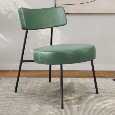 Imagem de Poltrona Decorativa Sala De Estar Kobe Estofada Com Encosto Couríssimo Verde - Desk Design Cor Verde