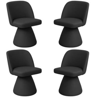 Imagem de Kit 04 Cadeiras de Jantar Base Giratória Liz Corano Preto - Nexta Casa