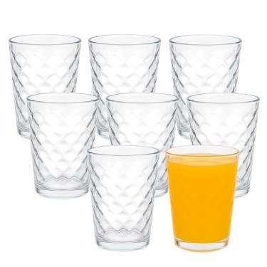 Imagem de Jogo 8 Copo De Vidro 200ml Suco Refrigerante água Waves Fratelli