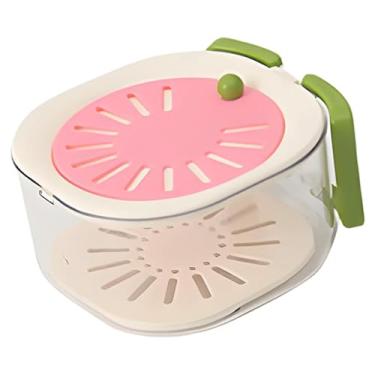 Imagem de Llazsybz Cesto Escorredor de Frutas com Tampa Removível E Grelhas de Ventilação para Manter As Frutas Frescas, Multifuncional E Prático para Uso Doméstico, Rosa, Tamanho real