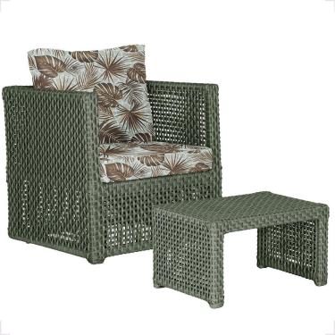 Imagem de Mesa E 1 Poltrona Madri Corda Náutica Estofado 6 Trama Verde
