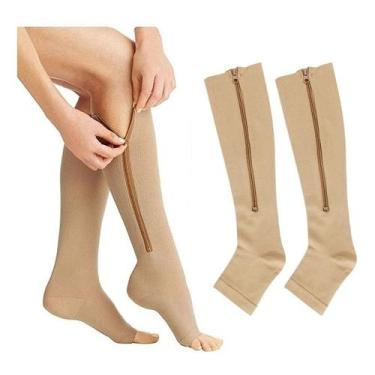 Imagem de Meia de Compressão ¾ Zíper Anti Inchaço Pes Pernas Varizes - cnpj 63