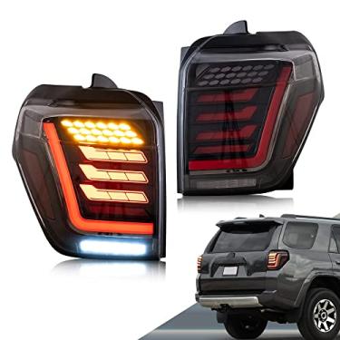 Imagem de VLAND Luzes traseiras de LED compatíveis com Toyota 4Runner 2014-2021, conjunto de lâmpada traseira com luz de corrida de animação dinâmica de inicialização, pares de lados L+R (lentes transparentes)