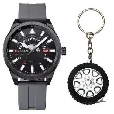 Imagem de Relógio Masculino Curren Luxo Esportivo Aço Inox + Chaveiro