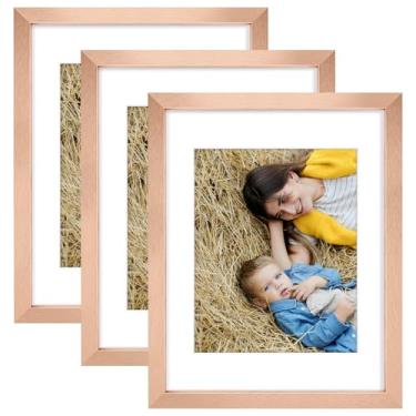 Imagem de Golden State Art, Porta-retrato 28 x 35 cm, pacote com 3, fosco, 20 x 25 cm, com acrílico, conjunto de moldura de galeria - montagem na parede (ouro rosa, pacote com 3)