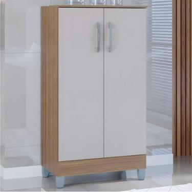 Imagem de Armário Multiuso 2 Portas Pequeno Damasco/Off White - Poquema