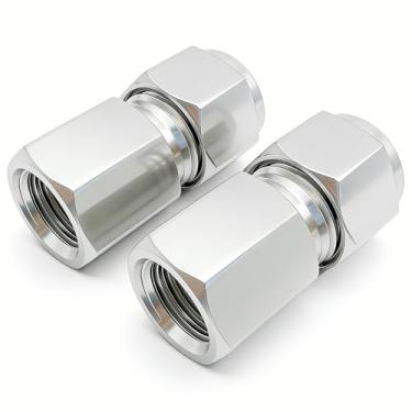 Imagem de Lophtnix Acoplador de compressão de aço inoxidável 304 encaixe de tubo de 0,6 cm OD x 1/10.2 cm NPT conector fêmea com adaptador de virola dupla, pacote com 2