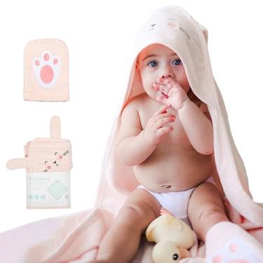 Imagem de CuddleBug Conjunto de toalha de banho e toalha de banho com capuz (Bunny) - Toalhas de bebê com capuz 100% algodão felpudo para recém-nascidos e crianças, super macias e ultraabsorventes, essenciais