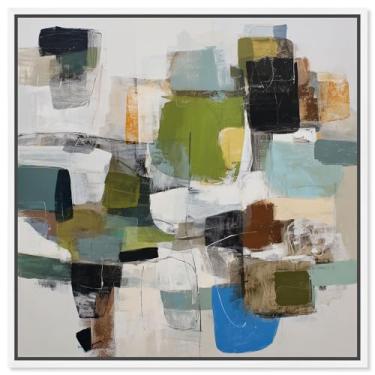 Imagem de Mosaic of Shapes I Canvas Print Modern Wall Art por Art Remedy, moldura branca, 76 x 76 cm