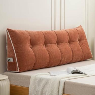 Imagem de Travesseiro de cabeceira grande para leitura, almofada de cabeceira, triangular, encosto, descanso, cama, cama, beliche, dormitório, laranja, 100 x 50 x 20 cm