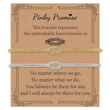 Imagem de TIYIMIYUXU Pulseiras da amizade, design de nó dourado e prata, conjunto de casais combinando com cartão de mensagem, pacote com 2, One Size, Latão, Turquesa estabilizada