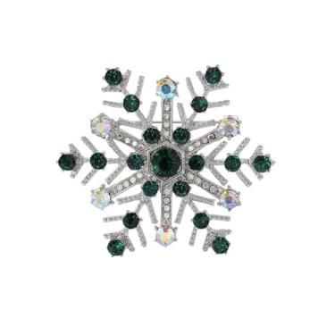 Imagem de Broche de floco de neve de cristal de strass para mulheres Natal delicado flor lapela broche tema de inverno vestido chapéu decoração, Zinco, Sem Pedra Preciosa