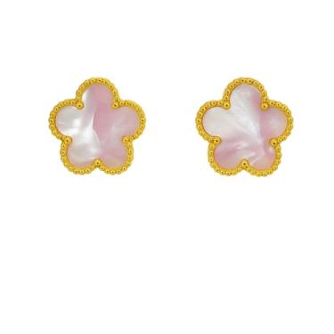 Imagem de Brincos femininos de trevo - brincos da sorte de aço inoxidável banhados a ouro 18 quilates - antimanchas - hipoalergênicos - à prova d'água, Medium, Aço inoxidável, Sem pedra preciosa