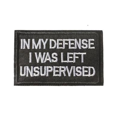Imagem de Funny in My Defense I was Left Unsupervised bordado moral tático patch gancho e laço prendedor aplique crachá para mochila militar militar colete molle capacetes roupas de academia perfeito para