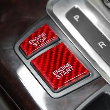 Imagem de BETTERHUMZ Acabamento da tampa do botão de partida do motor de carro compatível com Audi A6 C6 4F 2005 2006 2007 2008 2009 2010 2011 adesivo de decoração de botão de controle de fibra de carbono
