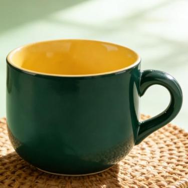 Imagem de Arawat Tigelas de sopa de 595 g seguras para micro-ondas com alças colher e porta-copos Caneca de café XXL Canecas de sopa grandes canecas de chá de cerâmica grandes xícaras de chá de cappuccino