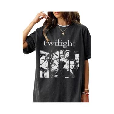 Imagem de Camiseta Retro Oversized Cinza Escuro Masculina Com Retrato De Edward 