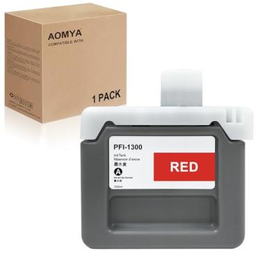 Imagem de Aomya Cartucho de tinta 330ML PFI-1300 compatível com Canon PFI-1300 Pigment Ink Tank para impressora imagePROGRAF PRO-2000 PRO-2100 PRO-4000S PRO-4100 PRO-6000S PRO-6100 (vermelho, 0819C001AA)