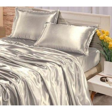 Imagem de Jogo De Lençol Cetim Casal Padrão 4 Peças Seda Alto Brilho - INGRID BO
