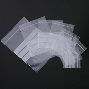 Imagem de YDJIANCAI 100 peças de sacos de armazenamento de plástico transparente de 2,36 mm de espessura com etiqueta gravável - sacos com zíper reutilizáveis para joias, botões, café, nozes, especiarias