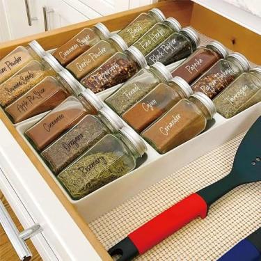 Imagem de Conjunto de 8 folhas/conjunto de etiquetas transparentes de especiarias pré-impressas à prova d'água com letras pretas e brancas para latas autoadesivas