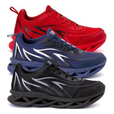 Imagem de Kit 3 Tenis Masculino Confortável Macio Para Caminhada Academia Corrid