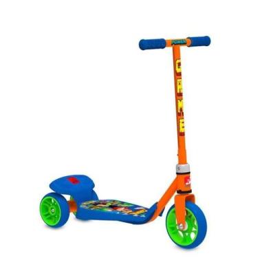 Imagem de Patinete Infantil Bandeirante Power Game com 3 Rodas, Azul e Laranja, 