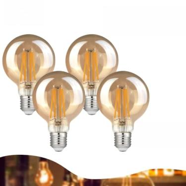 Imagem de Lâmpada LED retrô com filamento E27 de dupla voltagem 2200K ST64 G80 T45 T125 T185 2W 4W Lâmpada decorativa (Modelos G80 | Kit 4)