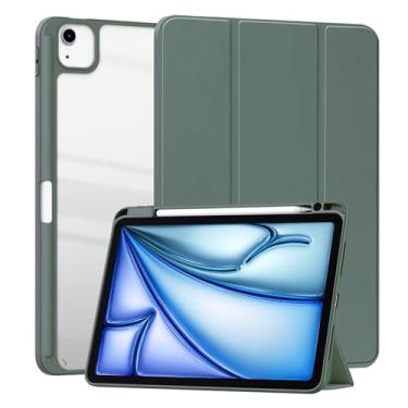 Imagem de SFFINE Capa transparente para iPad Air 11 polegadas 7ª/6ª geração (M3/M2) 2025/2024, para iPad Air 5ª/4ª geração 10,9 polegadas 2022/2020 capa inteligente hibernar/despertar automática com suporte