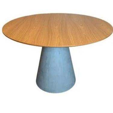 Imagem de Mesa de Jantar Cone Cimento Queimado 110 cm Tampo Freijó - Linn Design