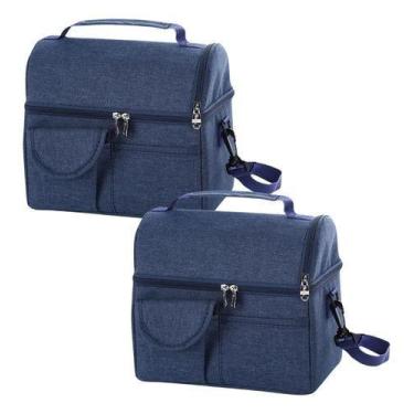 Imagem de Kit 2 Bolsas Térmicas Dobrável Quente Frio marmita para lanche Cabe 8 