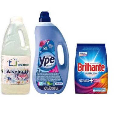 Imagem de Amaciante de Roupas Ype 2L + 1 Sabão em Pó Brilhante 800g +01 Alvejant