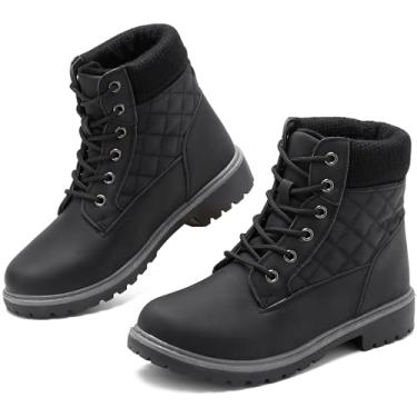 Imagem de Adokoo Botas femininas impermeáveis outono inverno botas de combate pretas de neve botas de combate antiderrapantes para caminhadas, Preto, 6