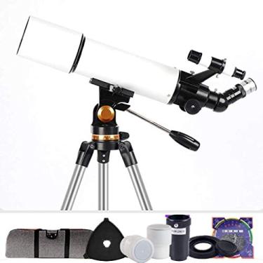 Imagem de pcagfaajmh Telescópio refrator astronômico de 80 mm para crianças, monoscópio astronômico para iniciantes, céu, monocular, mira de viagem, decoração de casa, presente de Natal, branco H (A)