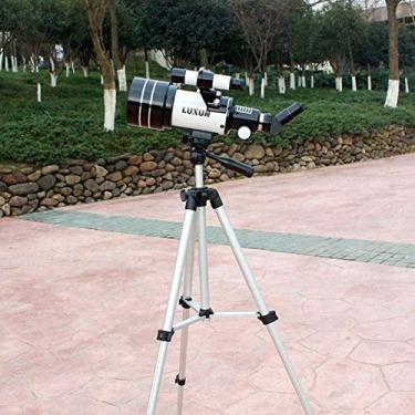 Imagem de pcagfaajmh Telescópio para crianças iniciantes adultos 70 mm abertura 300 mm distância focal montagem refratamento astronômico com tripé e visor localizador laranja (branco)