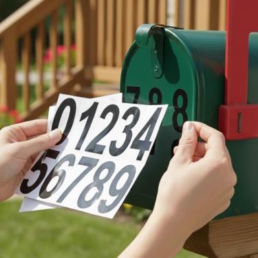 Imagem de Adesivo refletivo para caixa de correio de 0 a 9 números - adesivos autoadesivos de números de endereço de casa à prova d'água para porta, preto