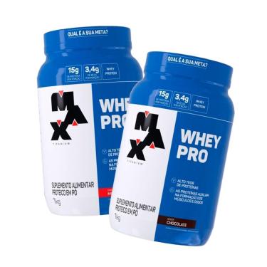 Imagem de Pack 2x Whey Pro 1kg Max Titanium Proteína Concentrada-Unissex