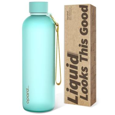 Imagem de Opard Garrafa de água fina de 765 g, lavável na lava-louças, garrafa de água de plástico livre de BPA, tampa de rosca à prova de vazamento, verde-água, reutilizável para viagens, escola, esportes