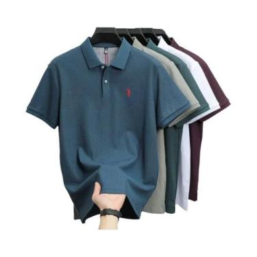 Imagem de Camisa Polo Masculina De Algodão Respirável Com Manga Curta Bordada Ca