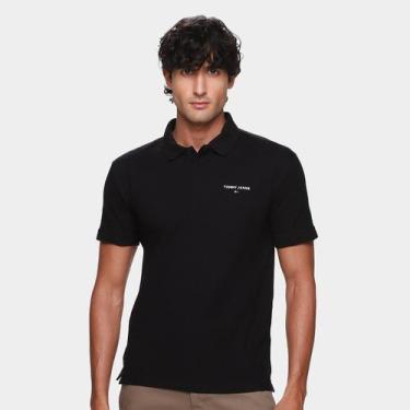 Imagem de Camisa Polo Tommy Jeans Linear Masculina, Preto, P
