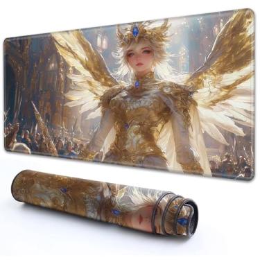 Imagem de RMJKXQZG Para MTG Playmat 61 cm x 35 cm com base de borracha de alta elasticidade sola de borracha antiderrapante impressão HD para tapete TCG Magic Playmats MTG Game Mat, Elven Queen com asas