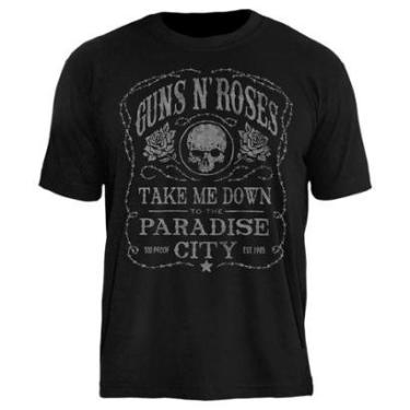 Imagem de Camiseta de Banda Guns N Roses Stamp em Algodão Manga Curta-Unissex