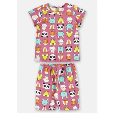 Imagem de Pijama Curto Infantil Menina Rosa Animaizinhos Up Baby-Feminino