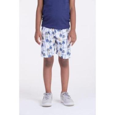 Imagem de Bermuda Infantil Tactel Coqueiros Branco-Masculino