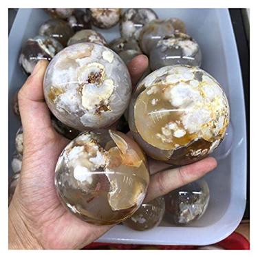 Imagem de Cristal natural bruto flor de cerejeira bola de ágata pedras naturais e minerais cristais de quartzo espiritual como presente (cor: 1 peça, tamanho: 50-60 mm)