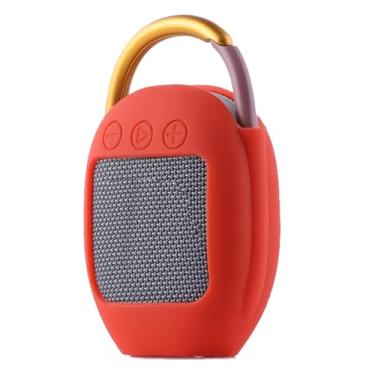 Imagem de NSHOLSTAME Capa de silicone compatível com alto-falante portátil sem fio JBL Clip 4 Bluetooth, capa protetora de viagem para JBL Clip 4 (vermelho)