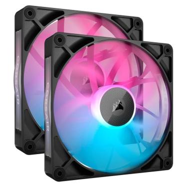 Imagem de Kit com 2 Ventoinhas Corsair iCUE LINK RX140 RGB, 140mm, Preto - CO-9051020-WW-Unissex