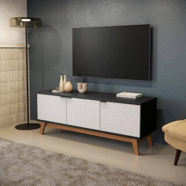 Imagem de Rack Kappesberg 3 Portas 3D Preto Fosco/Branco 136cm